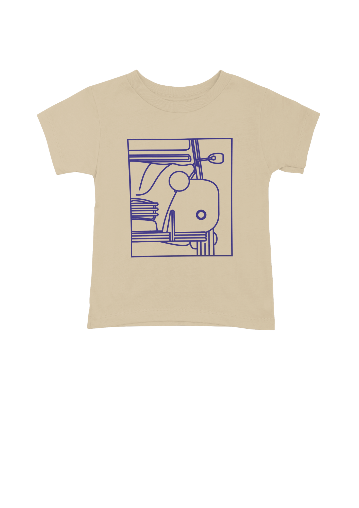 Children's Natural Colour Cotton T-Shirt with  2CV Line Drawing