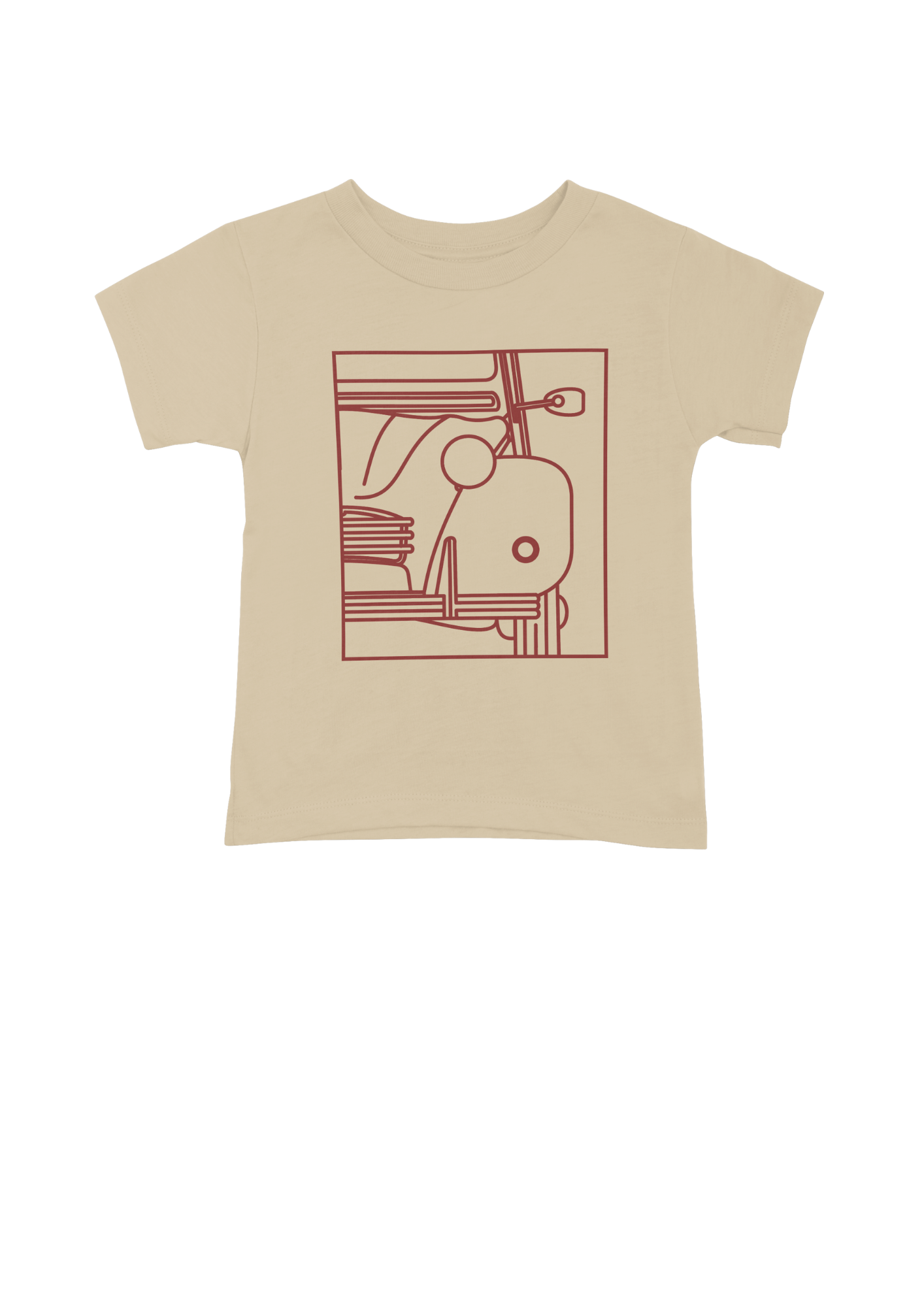 Children's Natural Colour Cotton T-Shirt with  2CV Line Drawing
